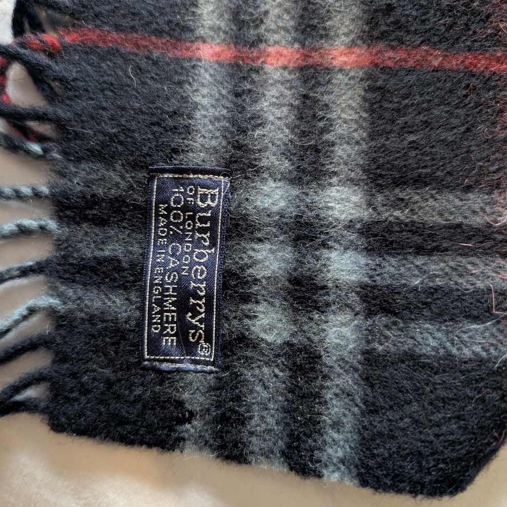 Burberry Black and Red Cashmere Scarf